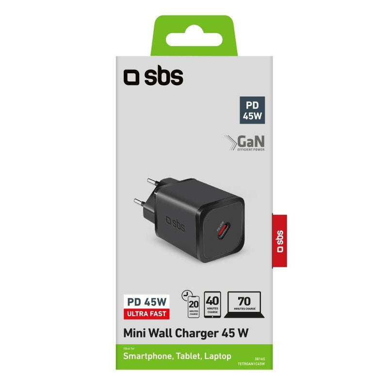 Sbs Tetrgan1c45w Cargador  Usb-C Pd 45w Negro