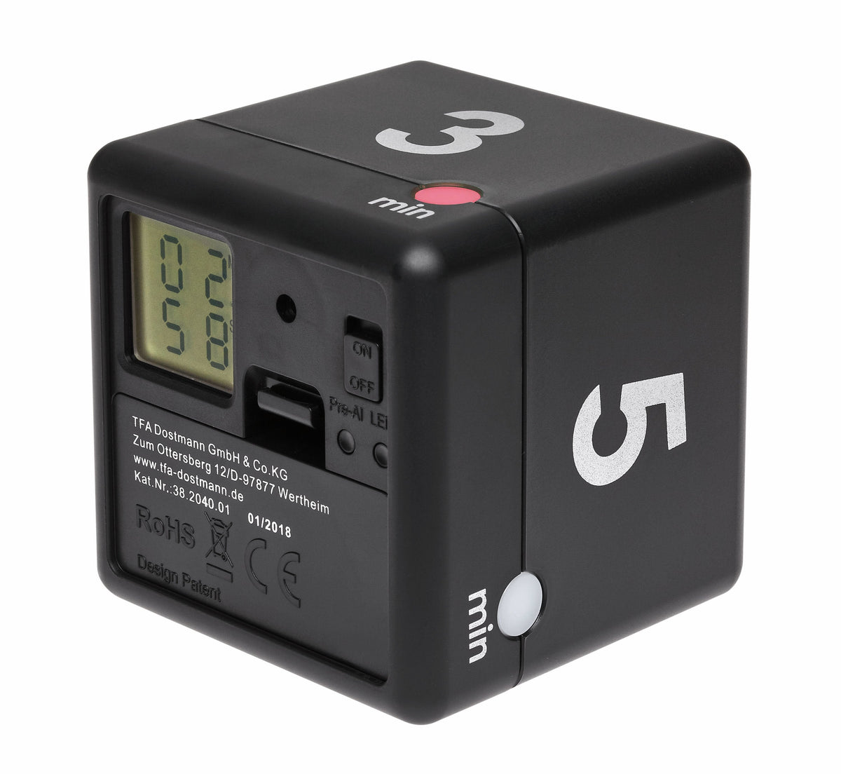 Tfa Cube Timer - Temporizador De Cocina Inalámbrico - Negro