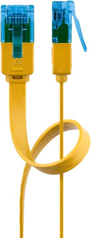Cat 6a Flat-Patch Cable U/Utp, Yellow, 2 M - Copper
