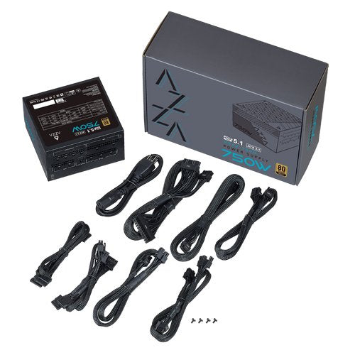 Fuente De Alimentación   Azza Netzteil 750g Atx 3.1, 120mm 750w  Negro 80+Gold  Psaz-750g(Atx3.0)