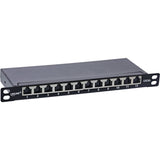 Inline® 10" Patch Panel Cat.6a 0.5u 12-Port, With Dust Projoection, Negro