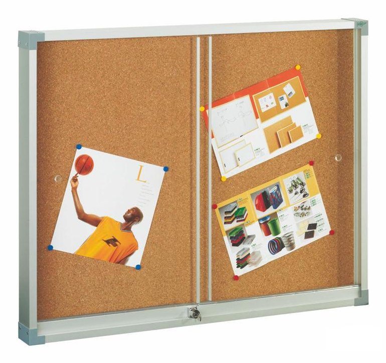 Faibo Vitrina Para Anuncios Puerta Metacrilato Y Superficie De Corcho 80x100 Cm