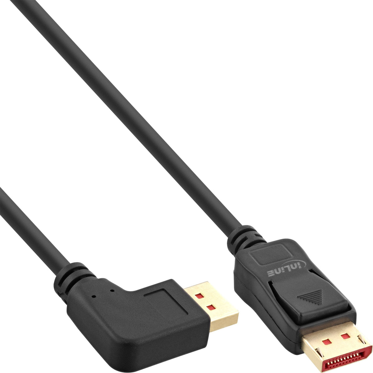 Cable Inline Displayport 1.4, 8k4k, Ángulo Izquierdo, Negro/Dorado, 3 M