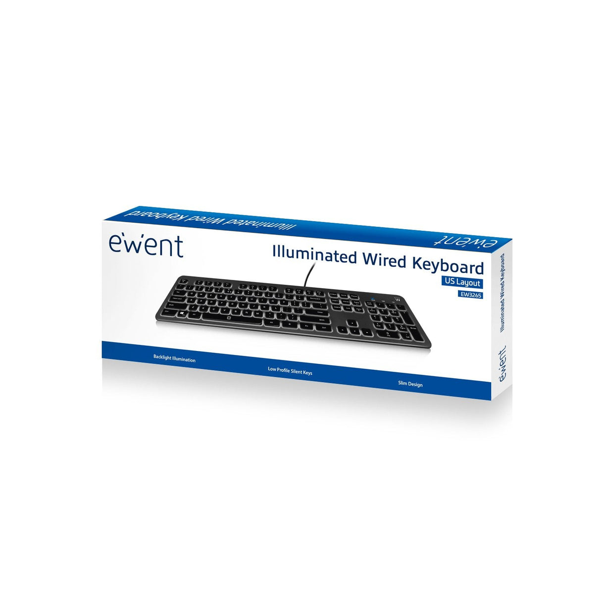 Ewent Teclado Con Cable Usb - Disposicion Italiana Qwerty It - Retroiluminacion - Teclas De Bajo Perfil Y Silenciosas -