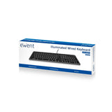 Ewent Teclado Con Cable Usb - Disposicion Italiana Qwerty It - Retroiluminacion - Teclas De Bajo Perfil Y Silenciosas -