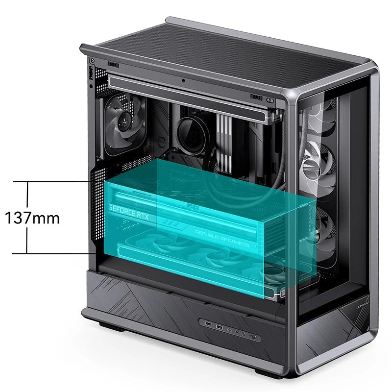 Jonsbo D401 Pc-Gehäuse, Midi Tower, Atx, Tempered Glass - Schwarz