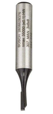 Bosch Professional Fresa De Ranuras Standard Para Madera, Ø 3 Mm, Longitud Útil 8 Mm, Eje Ø 8 Mm, De Un Solo Filo 2608628376