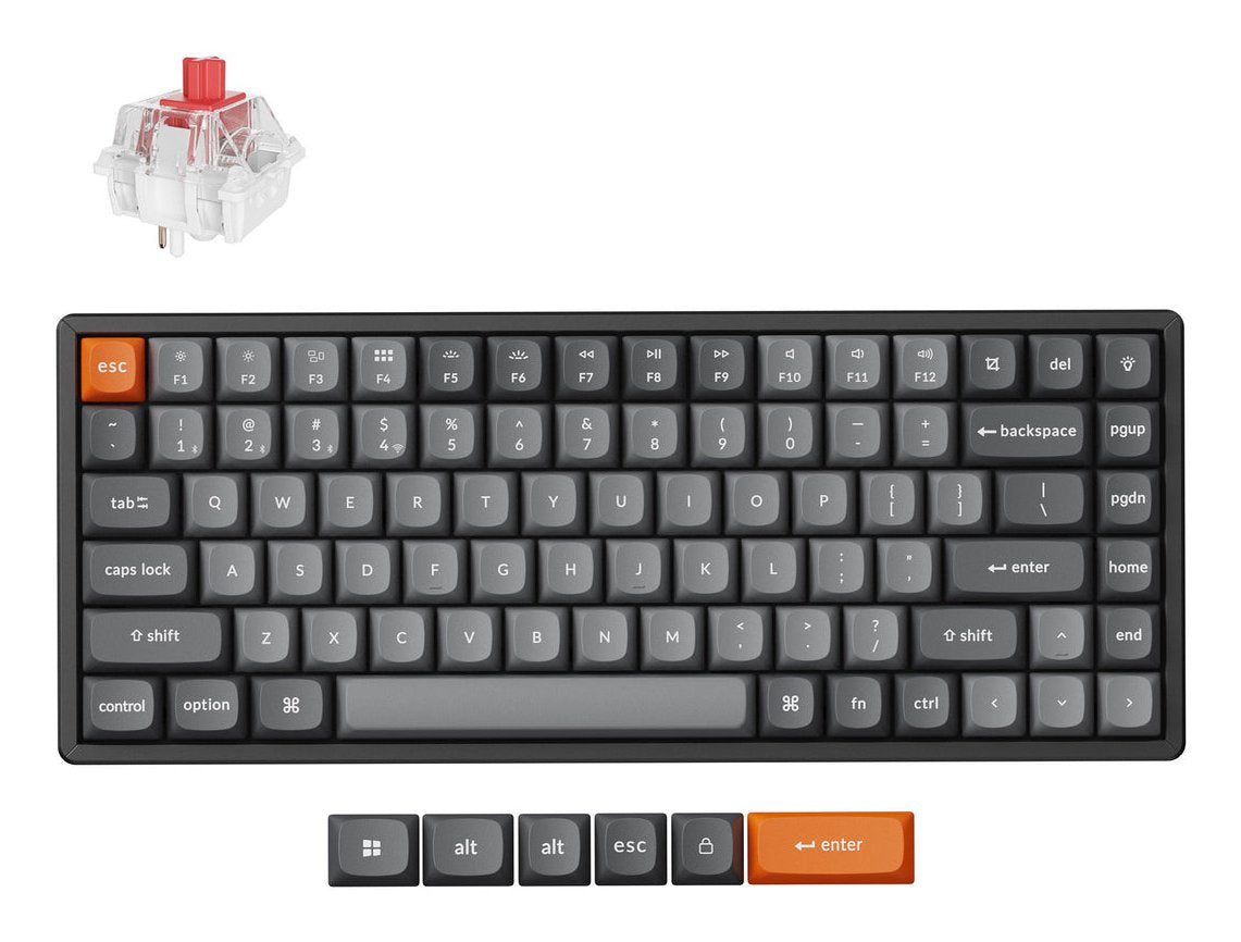 Keychron K2 Max, Teclado De Juegos Negro/Gris, De-Layout, Keychron Super Red, Marco De Aluminio, Rgb K2m-J1-De