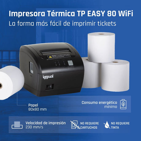 EAN 8435364319321 - iggual TP Easy 80 WiFi 203 x 203 DPI Inalámbrico y alámbrico Transferencia térmica Impresora de recibos imagen 3