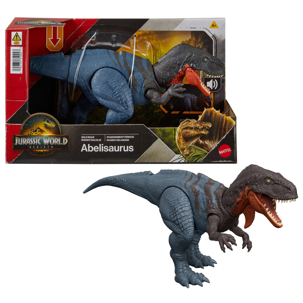 Mattel Jurassic World Wild Roar Abelisaurus Jgb91
