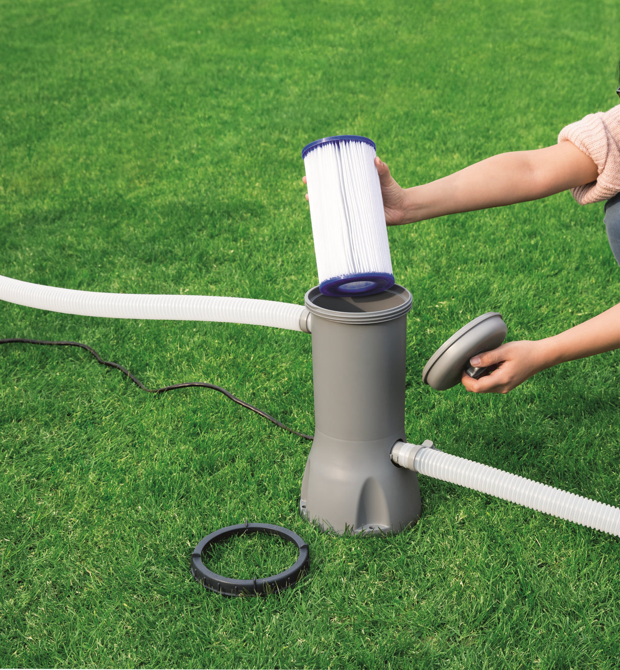 Bestway 58093 -  Filtro De Agua Tipo I Para Depuradora De Cartucho 1.249 Litros - Hora Blanco 8 X 8 X 18 Cm