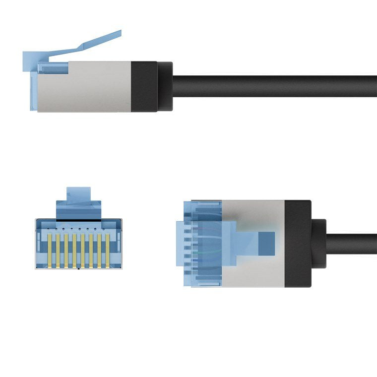 Cable Goobay Cat.6a Ultraflexible Delgado, U/Ftp Negro, 0,5 Metros, Conector Extracorto 74317