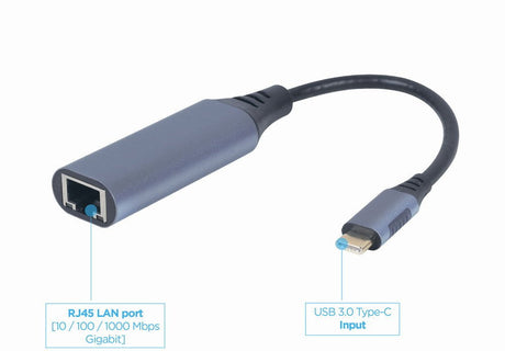 EAN 8716309121385 - Gembird A-USB3C-LAN-01 base para portátil y replicador de puertos USB 3.2 Gen 1 (3.1 Gen 1) Type-C Negro, imagen 3
