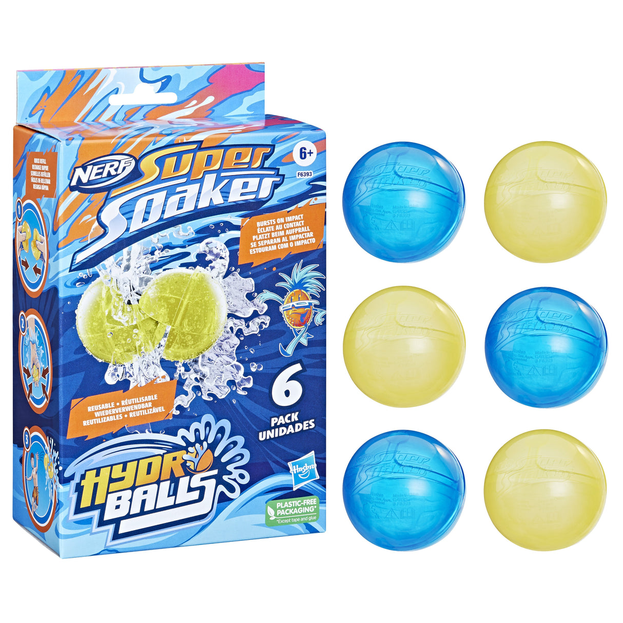 Hasbro Hasbro Nerf Super Soaker Hydro Balls Paquete De 6 Juguetes Acuáticos F63935l0