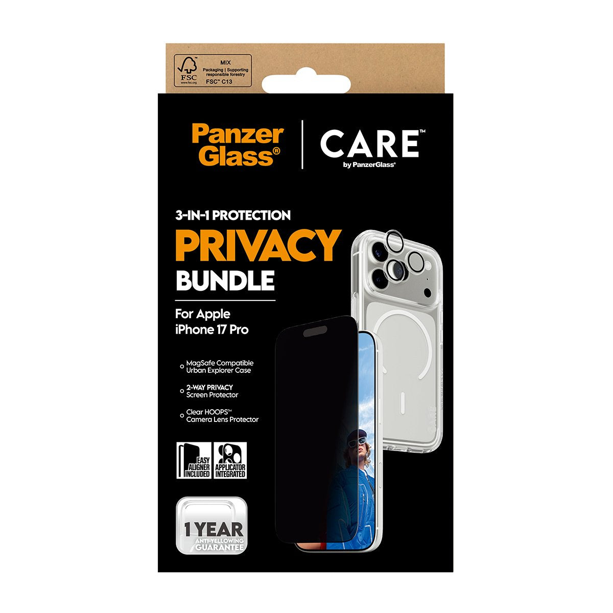 Panzerglass Care 3-In-1 Flagship Privacy Hndle Iphone 17 Pro