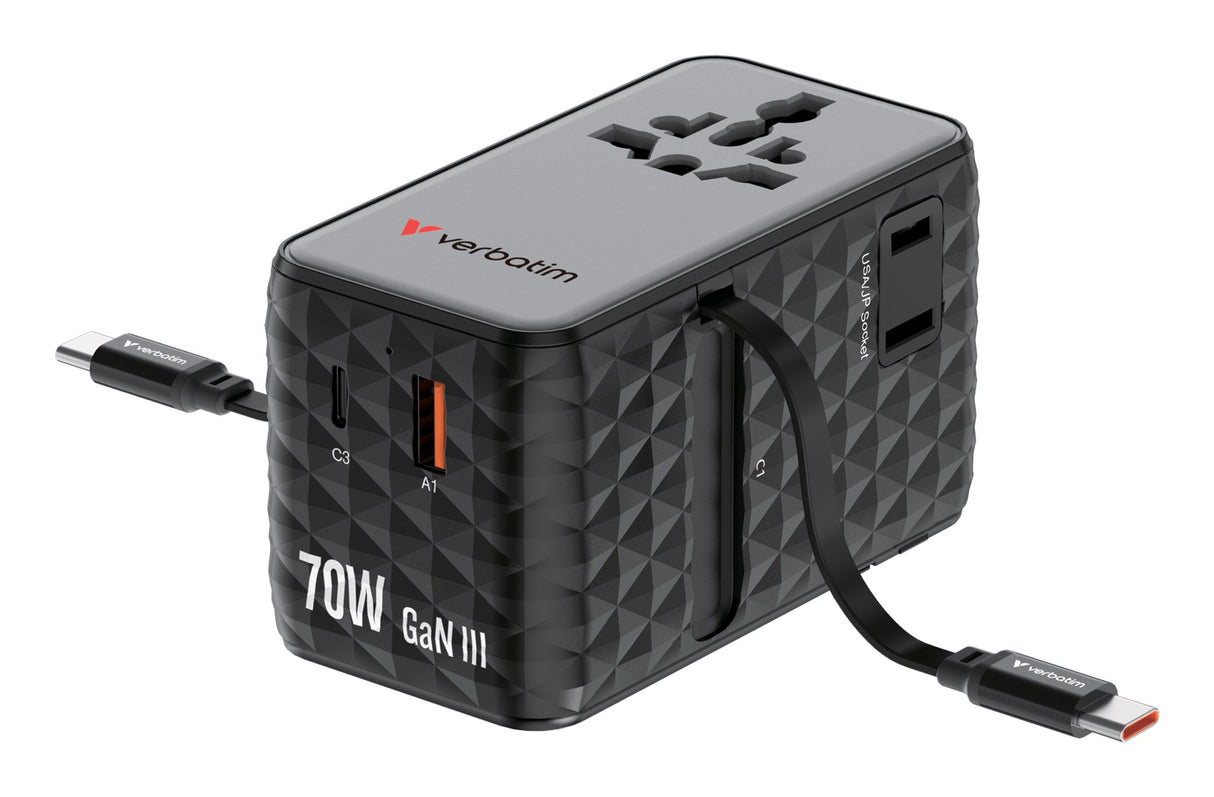 EAN 23942301868 - Verbatim Charge 'n' Travel 70W Universal Negro Corriente alterna Carga rápida Interior imagen 2
