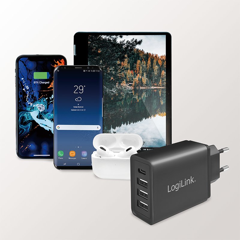 Cargador Rápido 27w X 4 Usb (Solo Enchufe Pared) Logilink