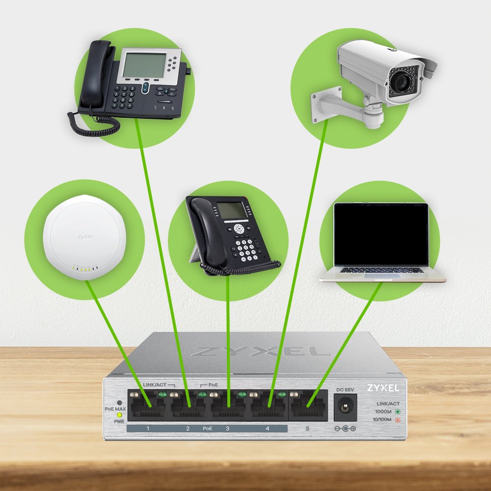 Zyxel Switch  5x Gs1005 Poe+