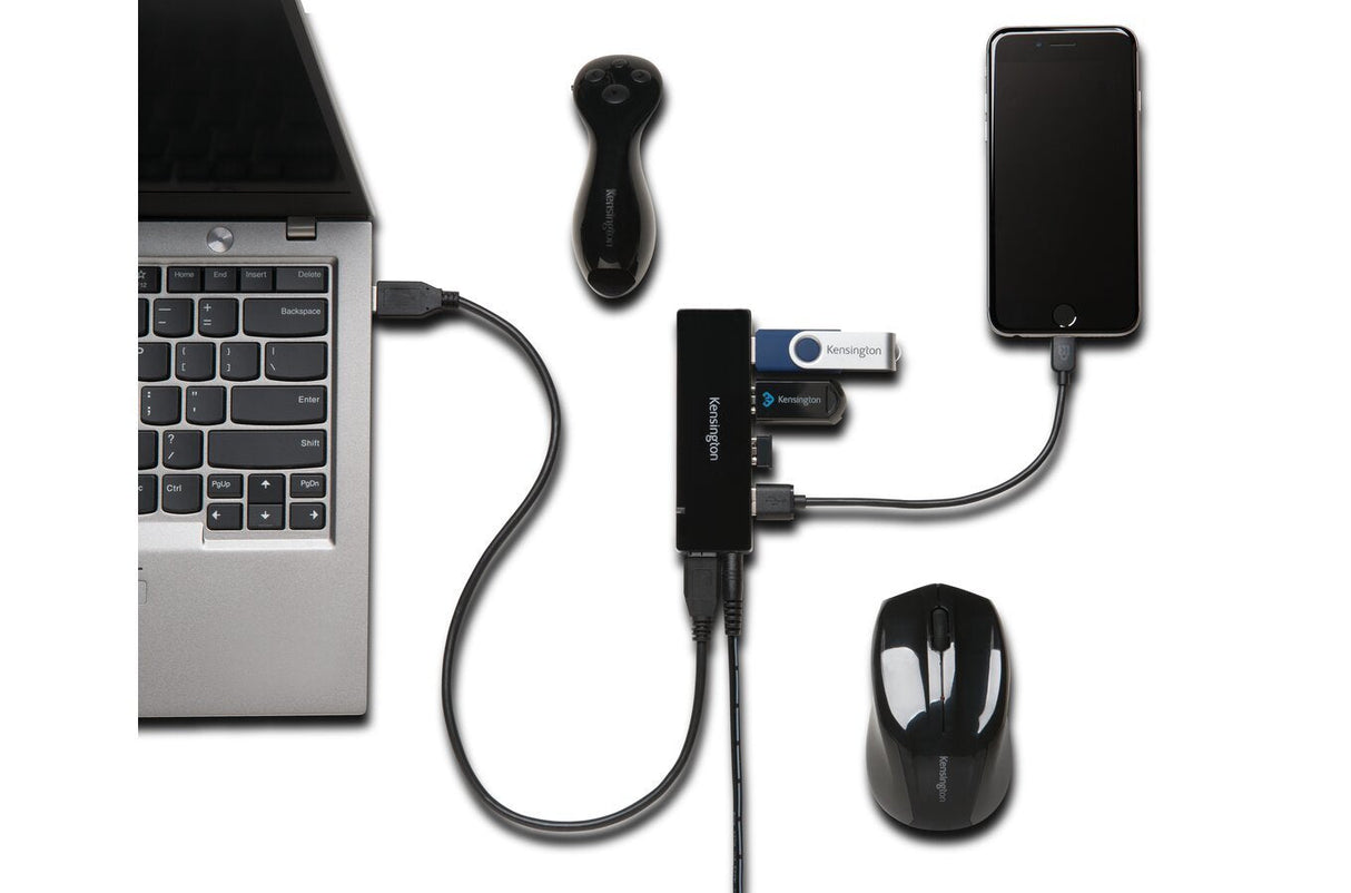 Kensington Cargador Y Hub Usb 3.0 De Cuatro Puertos Uh4000c