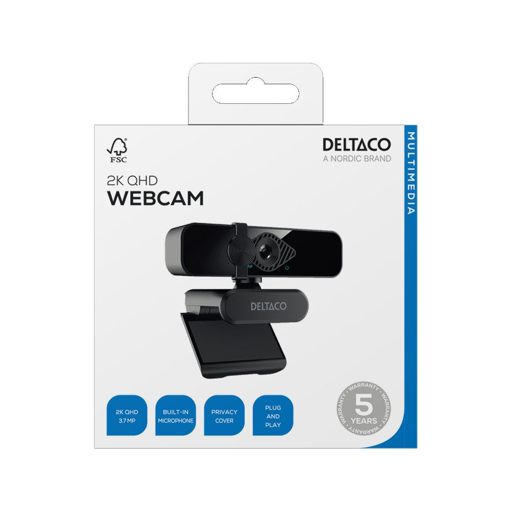 Deltaco Webcam 2k Qhd