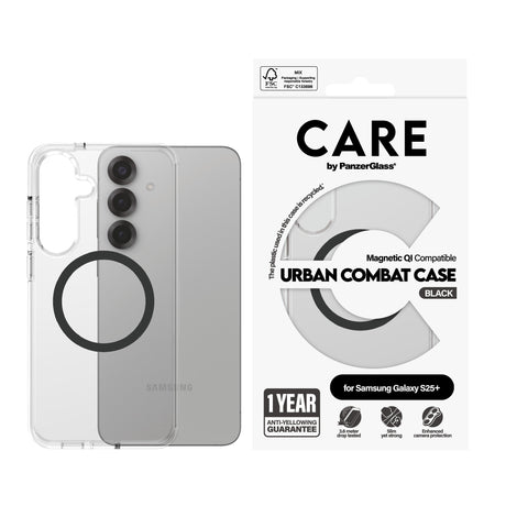 EAN 5715685016912 - PanzerGlass CARE™ by ® Urban Combat Case Transparent w. Black Qi Compatible Samsung Galaxy S25+ funda par imagen 2