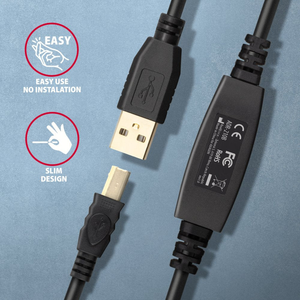 Axagon Adr-210b Aktives Usb 2.0 Verbindungscable, Usb-A Auf Usb-B - 10m