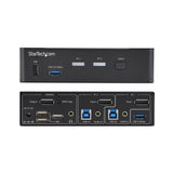 Startech.Com 2-Port Displayport Kvm Switch 4k 60hz Dp 1.2 Hdcp 1.4 Edid Management 2-Port Usb 3.0 Hub Dp Kvm Umschalter