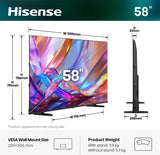 Hisense 58e7s Hi-Qled-Fernseher (146 Cm (58 Zoll), Negro, Ultrahd/4k, Triple Tuner) 58e7s