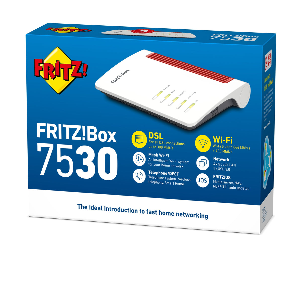 Avm Fritz!Box 7530 International - Modem Router, Wifi Ac, Banda Dual (866 Mbps 5 Ghz Y 400 Mbps 2,4 Ghz), Mesh,  Interfaz En Español