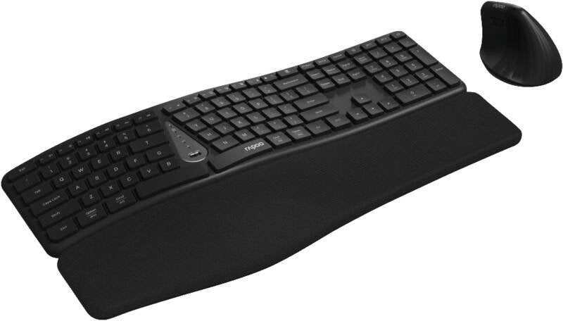Rapoo Cableloses Multimodus-Kombi-Set 8810me Qwertz Keyboard + Mouse Grey