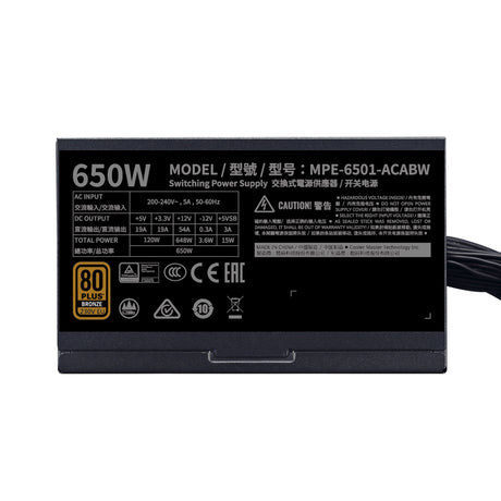 EAN 0884102076701 - Cooler Master MWE 650 Bronze 230V V2 unidad de fuente de alimentación 650 W 24-pin ATX ATX Negro imagen 3