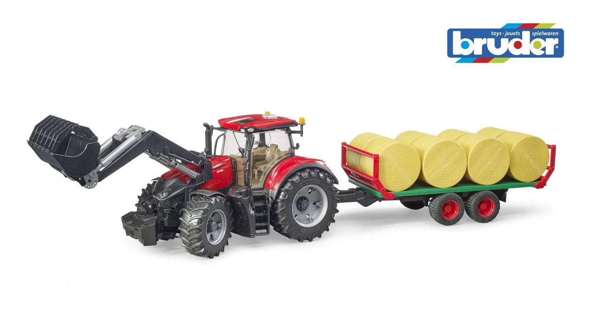 Bruder Case Ih Optum 300cvx Con Cargador Frontal Y Remolque De Transporte De Pacas, Modelo De Vehículo