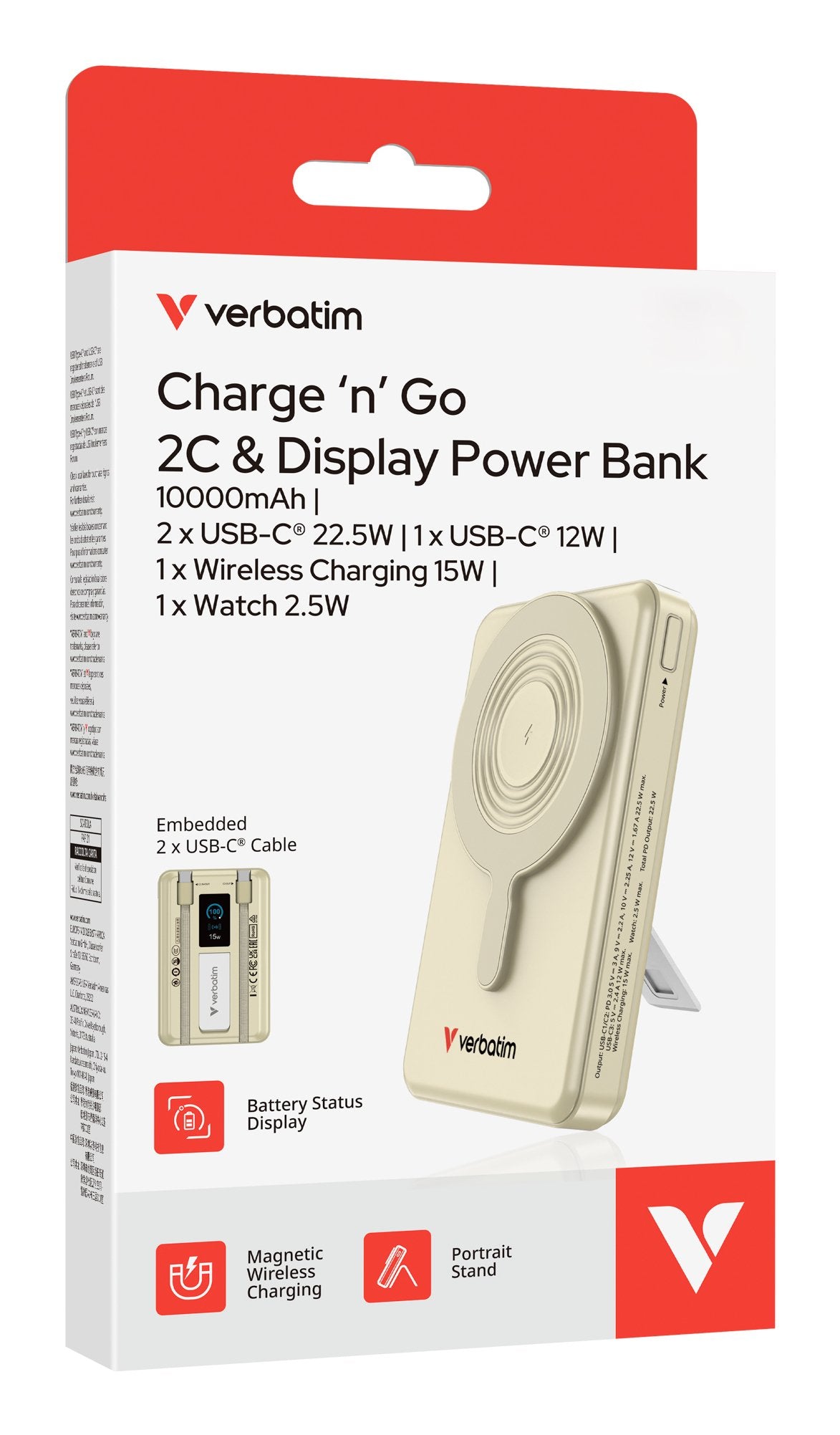 EAN 0023942322740 - Verbatim 32274 batería externa Polímero de litio 10000 mAh Cargador inalámbrico Oro imagen 4