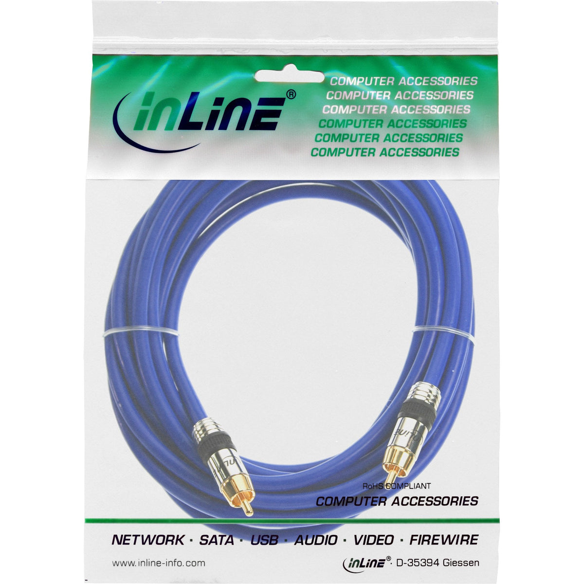 Cable De Audio Inline Premium Rca 1x Rca Macho A Macho 1m