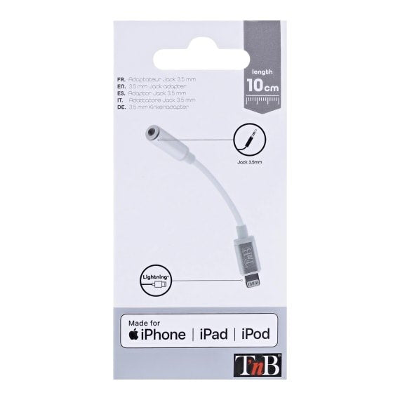 Cable Lightning T Nb Vers Jack Audio 3,5mm M/F 15cm (Plateado)