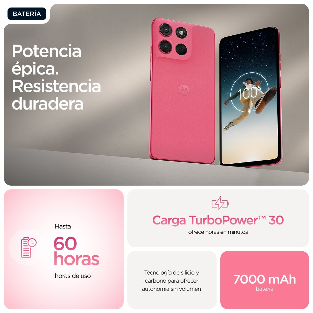 Motorola Moto G57 Power 17,1 Cm (6.72") Sim Doble Android 16.0 5g Usb Tipo C 12 Gb 256 Gb 7000 Mah Rosa