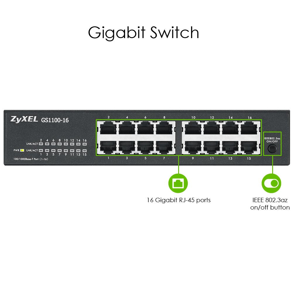 EAN 4718937614066 - Zyxel GS1100-16 No administrado Gigabit Ethernet (10/100/1000) imagen 6