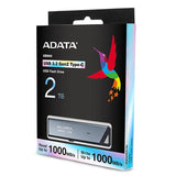 Memoria  Adata Ue800 2 Tb, Usb De Aluminio (Cepillada), Usb-C 3.2 (10 Gbit/S) Aeli-Ue800-2t-Csg