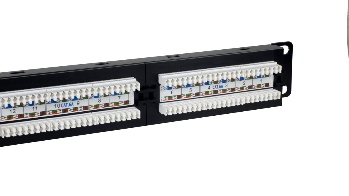 Phasak Panel De Transferencia Utp 19" Cat. 6a Dual 24 Puertos 1u Negro