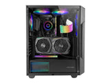 Caja Semitorre Atx Mc-Geo Frgb Negro Mars Gaming Bahías Int:2x3'5, 2x2'5/ 1xusb3.0/ 2xusb2.0/ Audio In/Out/ Sistema De Gestión De Cableado Interno