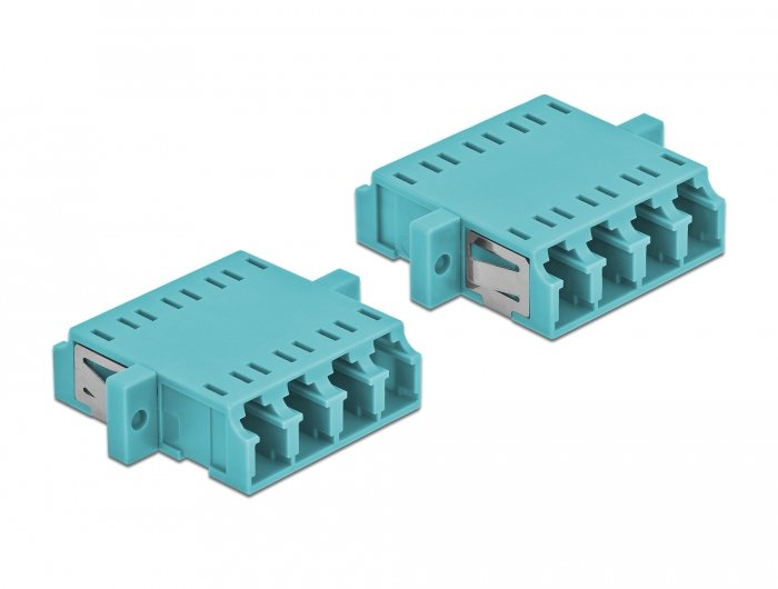 Delock Lwl Kupplung Lc Quad Buchse Zu Lc Quad Buchse Multimode 2 Stück Hellblau