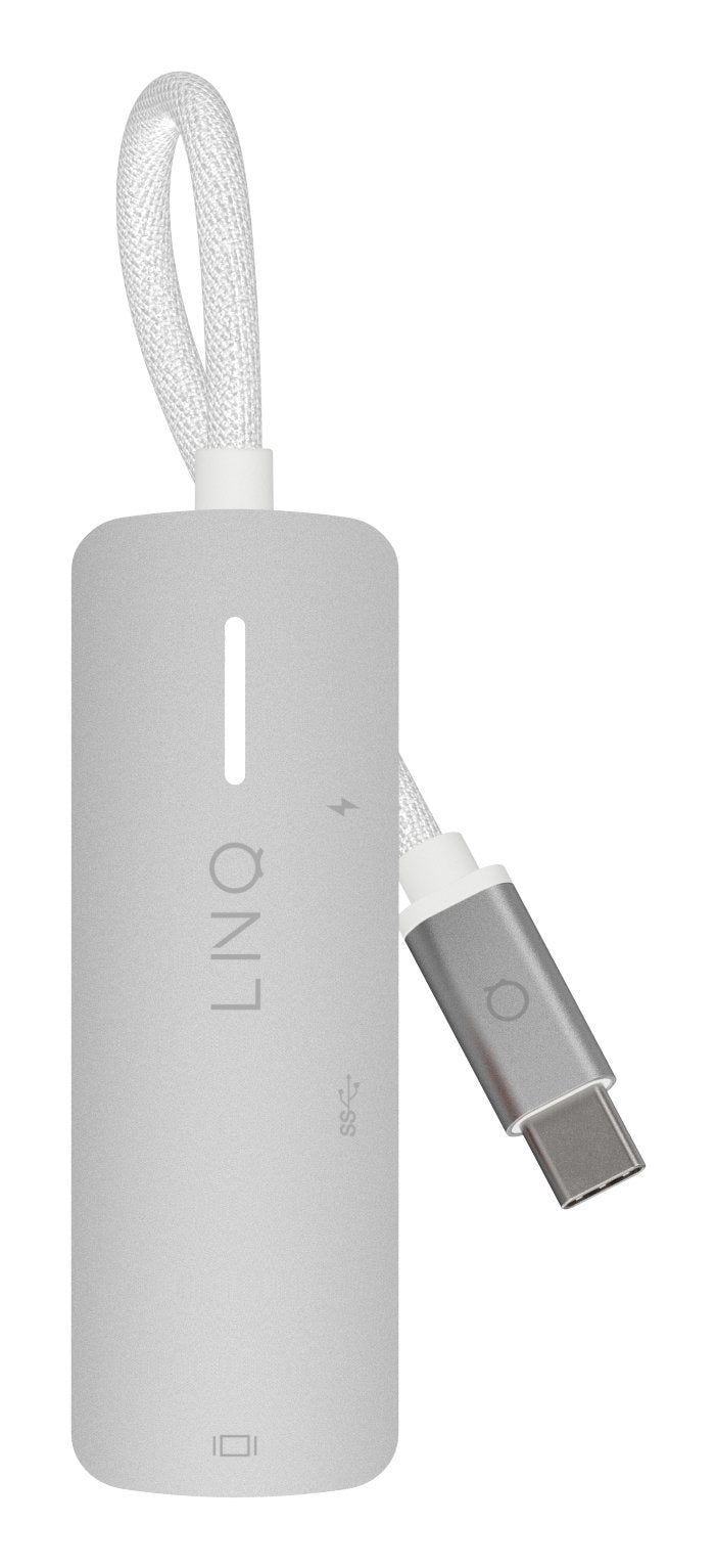 Adaptador 3 Puertos Usb-C Gris Linq Usb-C/ 1xusb3.2, 1xhdmi, 1xusb-C Pd Hasta 140w