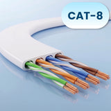 Extralink Lan Patchcord Cat.8 U Ftp 15m 40g Flat Shielded Foiled Twisted Pair Bare Copper White