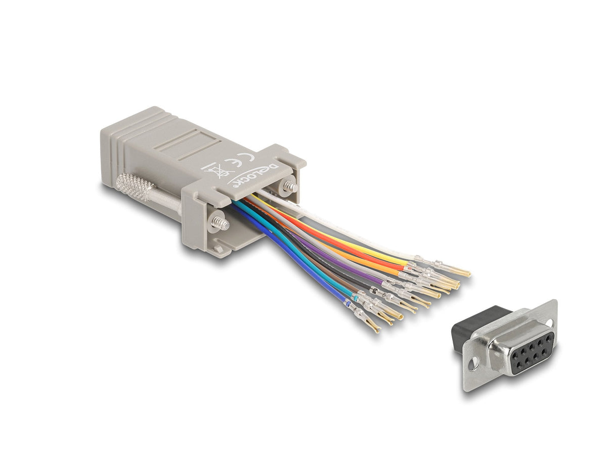 Delock Kit De Montaje De Conector Hembra D-Sub De 9 Pines A Conector Hembra Rj50, Gris