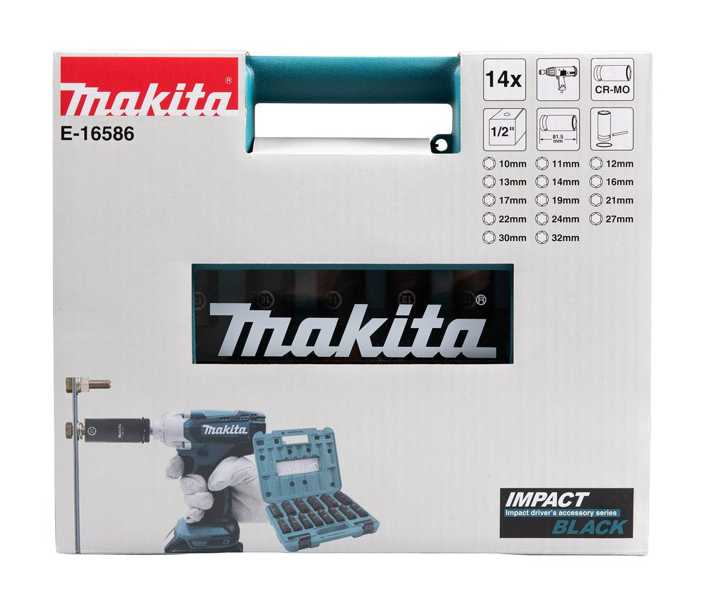 1 2" Set Of Impact Twist Heads Makita E-16586, 14 Pcs.