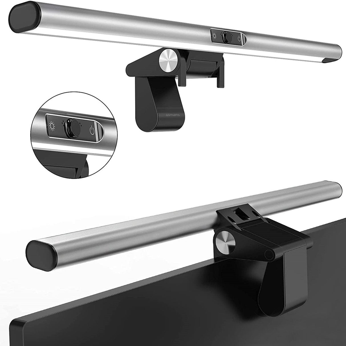 4smarts 2in1 Lampara Lightbar Pro Monitor Con Webcam Fullhd  Plata