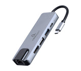 Gembird A-Cm-Combo5-04 Multi Port Adapter Usb Tipo C 5in1 Hub + Hdmi + Pd + Lan