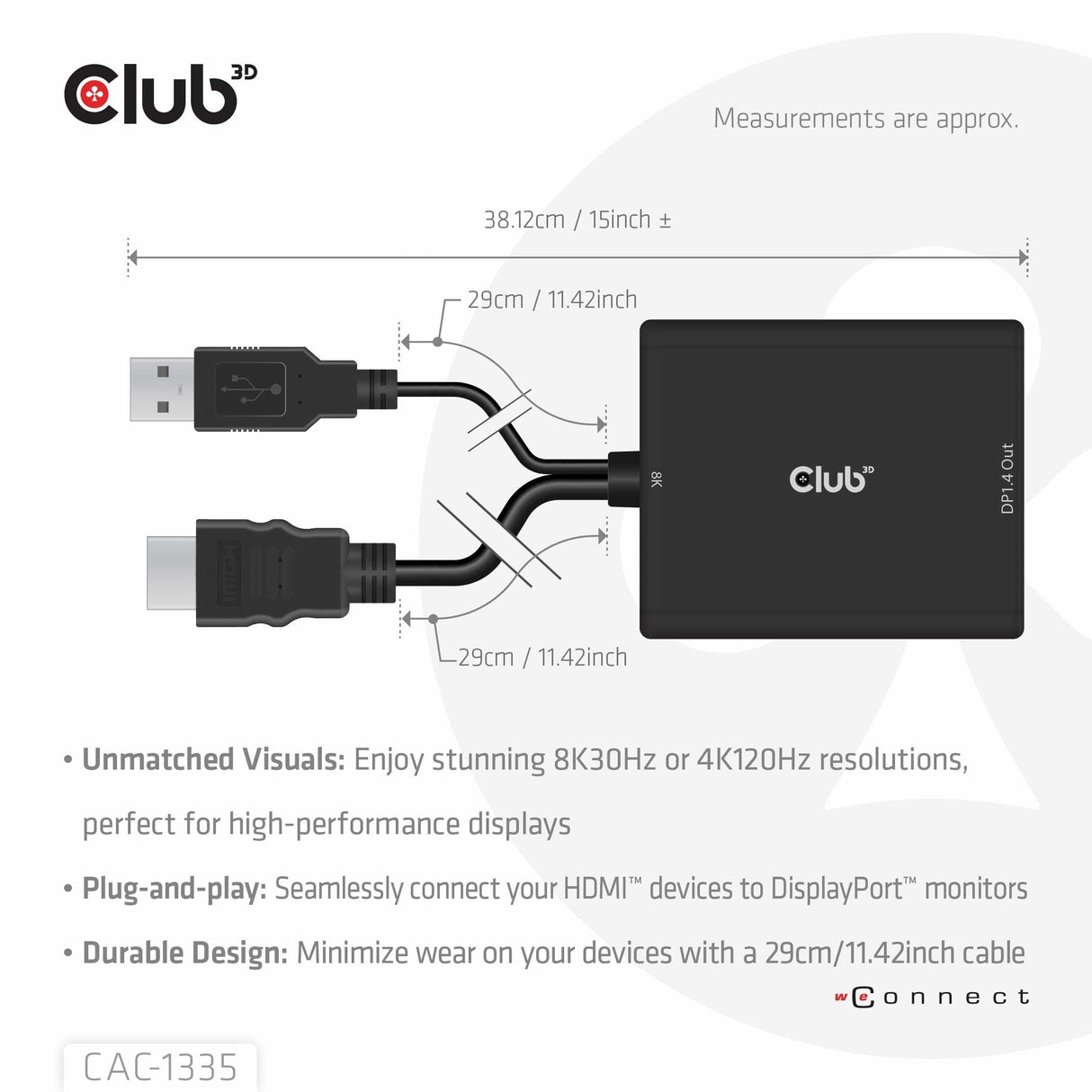EAN 8719214472498 - CLUB3D CAC-1335 adaptador de cable de vídeo 1 m HDMI + USB DisplayPort imagen 22