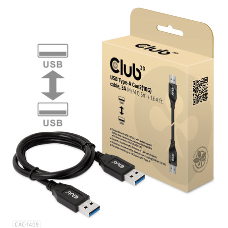 EAN 8719214472863 - CLUB3D CAC-1409 cable USB USB 3.2 Gen 2 (3.1 Gen 2) 0,5 m USB A Negro imagen 2
