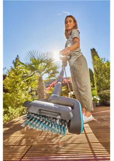 Multilimpiador Inalámbrico Gardena Aquabrush Patio 18v P4a Solo, Limpiador De Suelos Duros Gris/Turquesa, Sin Batería Ni Cargador, Power For All Alliance 14841-55